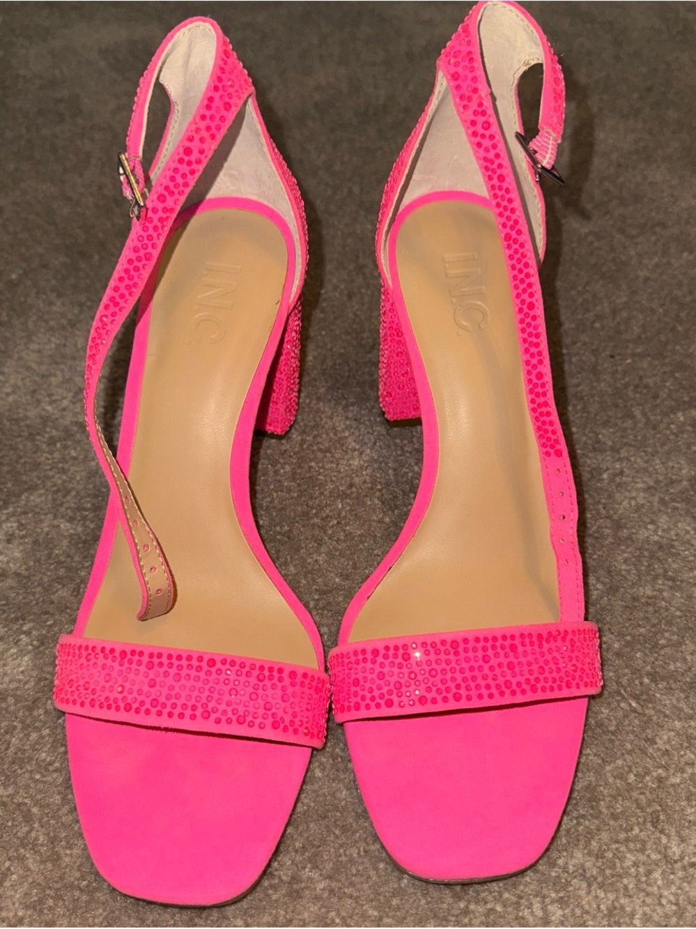 INC International Concepts Hot Pink Embellished Slingback Block Heels